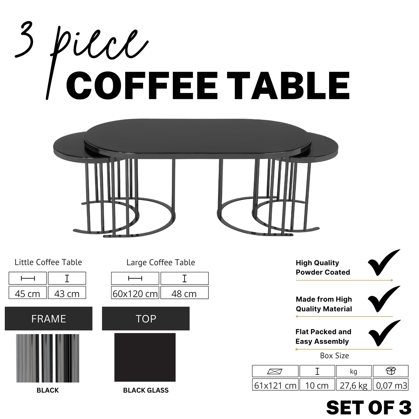 3pc coffee table
