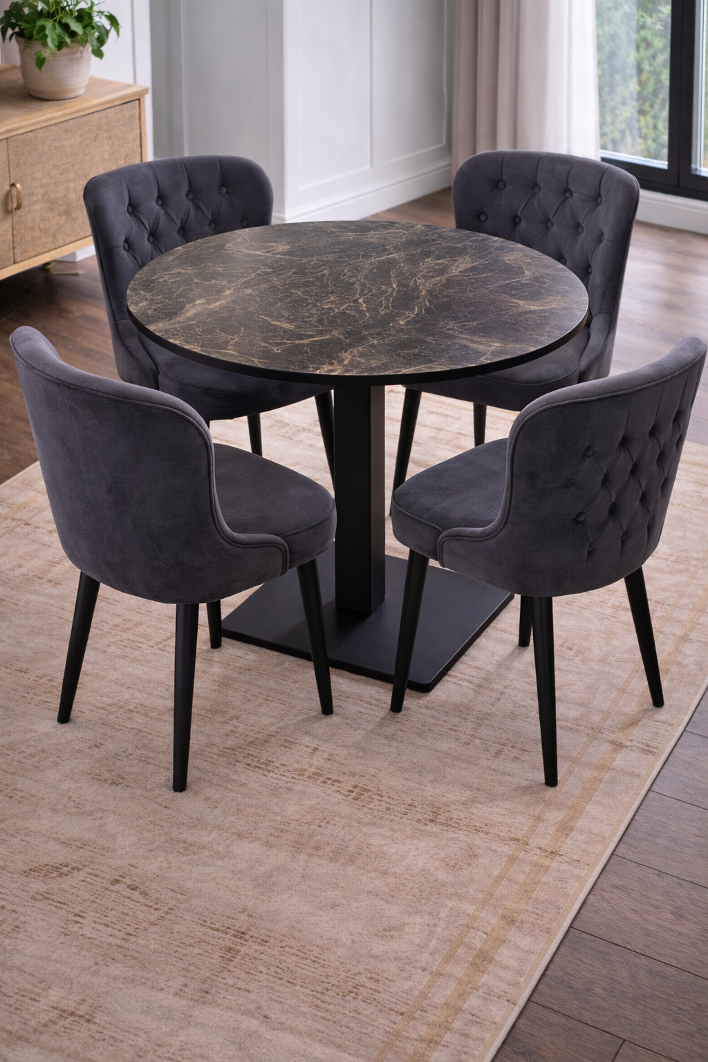 Orion Round Marble Dining Table