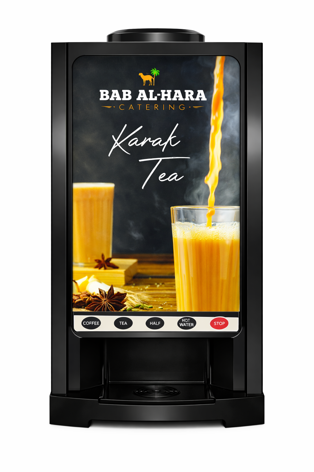 Dual Flavor Karak Tea & Coffee Pre-Mix Vending Machine | Compact 2-Canister Hot Beverage Dispenser