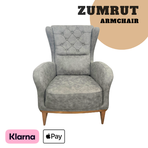 Grey Armchair With Buttoned Back