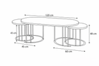 Luna Modern Nesting Coffee Table Set – Oval Glass Top, Metal Frame (120 cm)