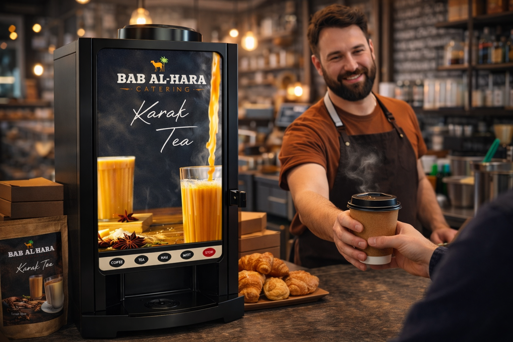 Dual Flavor Karak Tea & Coffee Pre-Mix Vending Machine | Compact 2-Canister Hot Beverage Dispenser