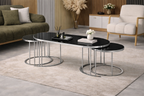 Luna Modern Nesting Coffee Table Set – Oval Glass Top, Metal Frame (120 cm)
