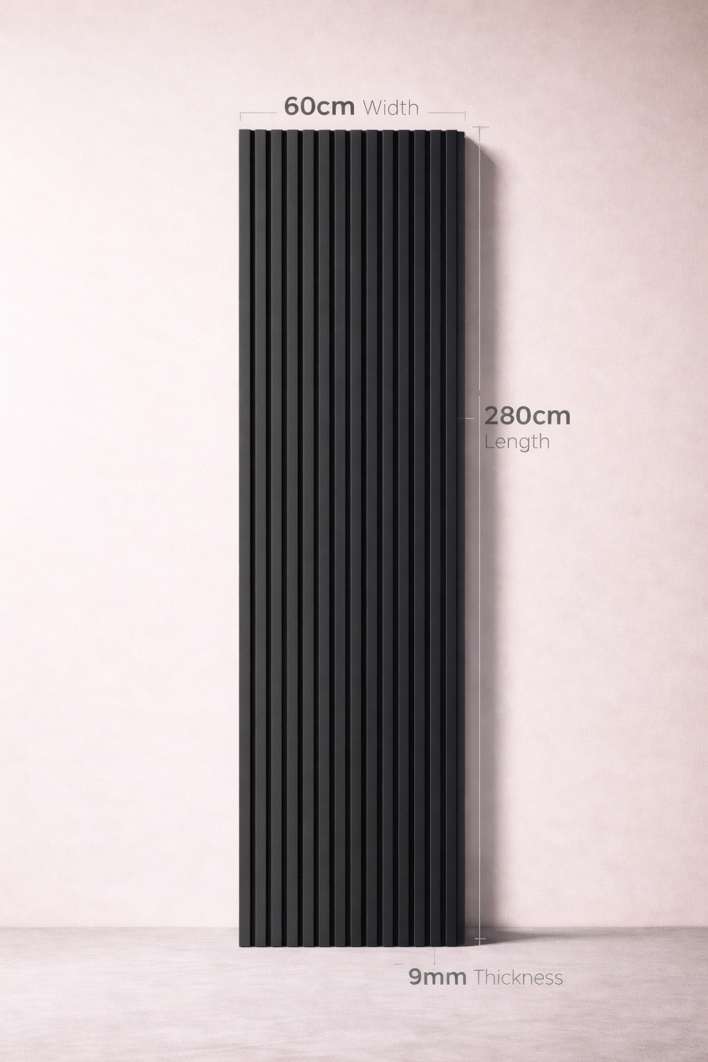 Anthracite Slatted Wall Panels – Pack of 3 | 280cm x 60cm | 9mm Laminated MDF
