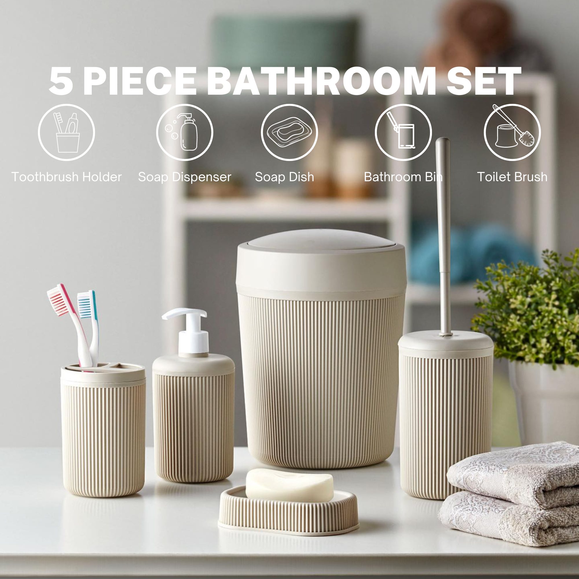 5 Piece Bathroom Set