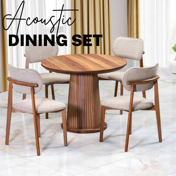 Fluted Round Dining Set (4 Chairs)