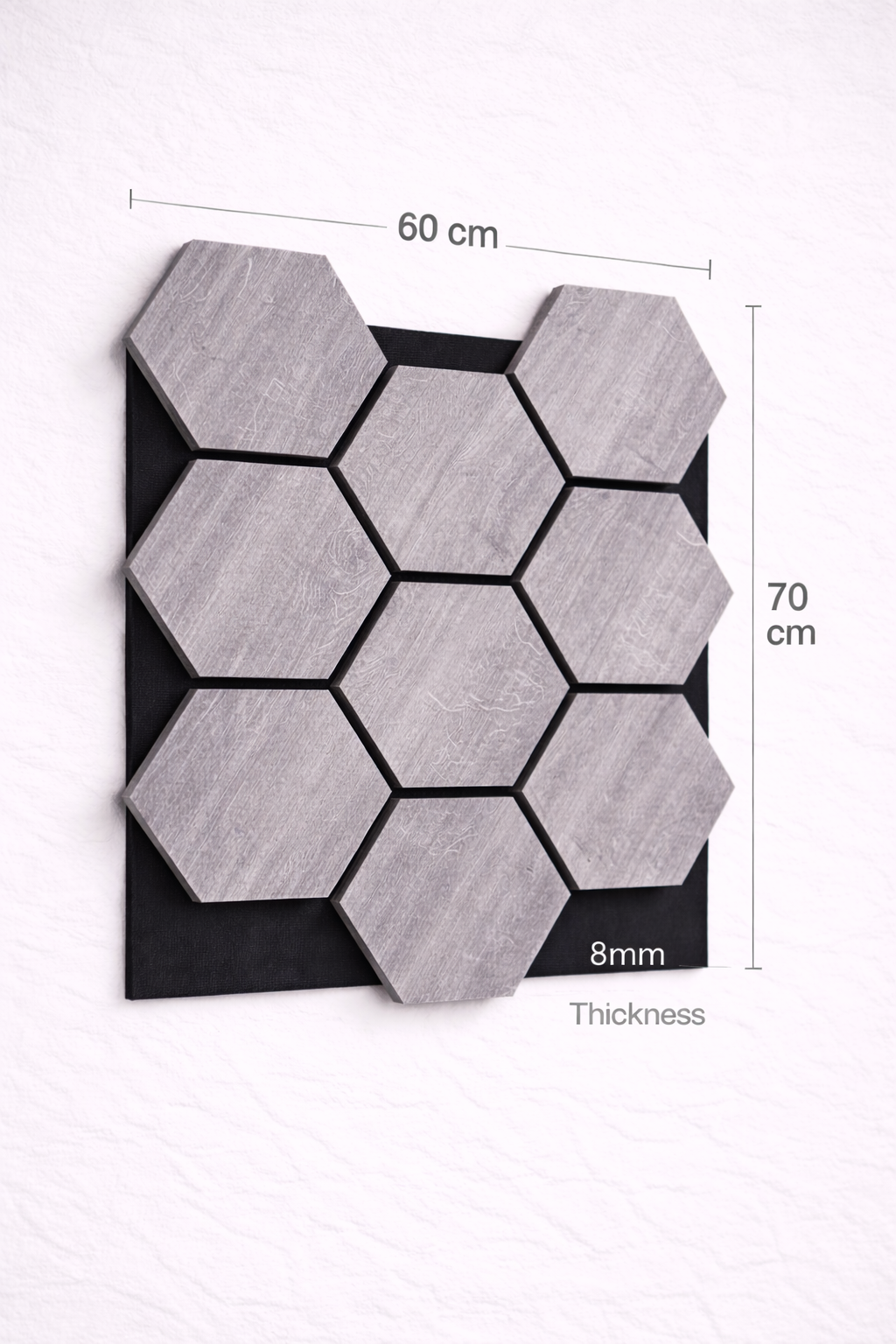 Hexagon Wall Panel – 60 × 70 cm Concrete Grey | Interlocking Decorative Feature Panels
