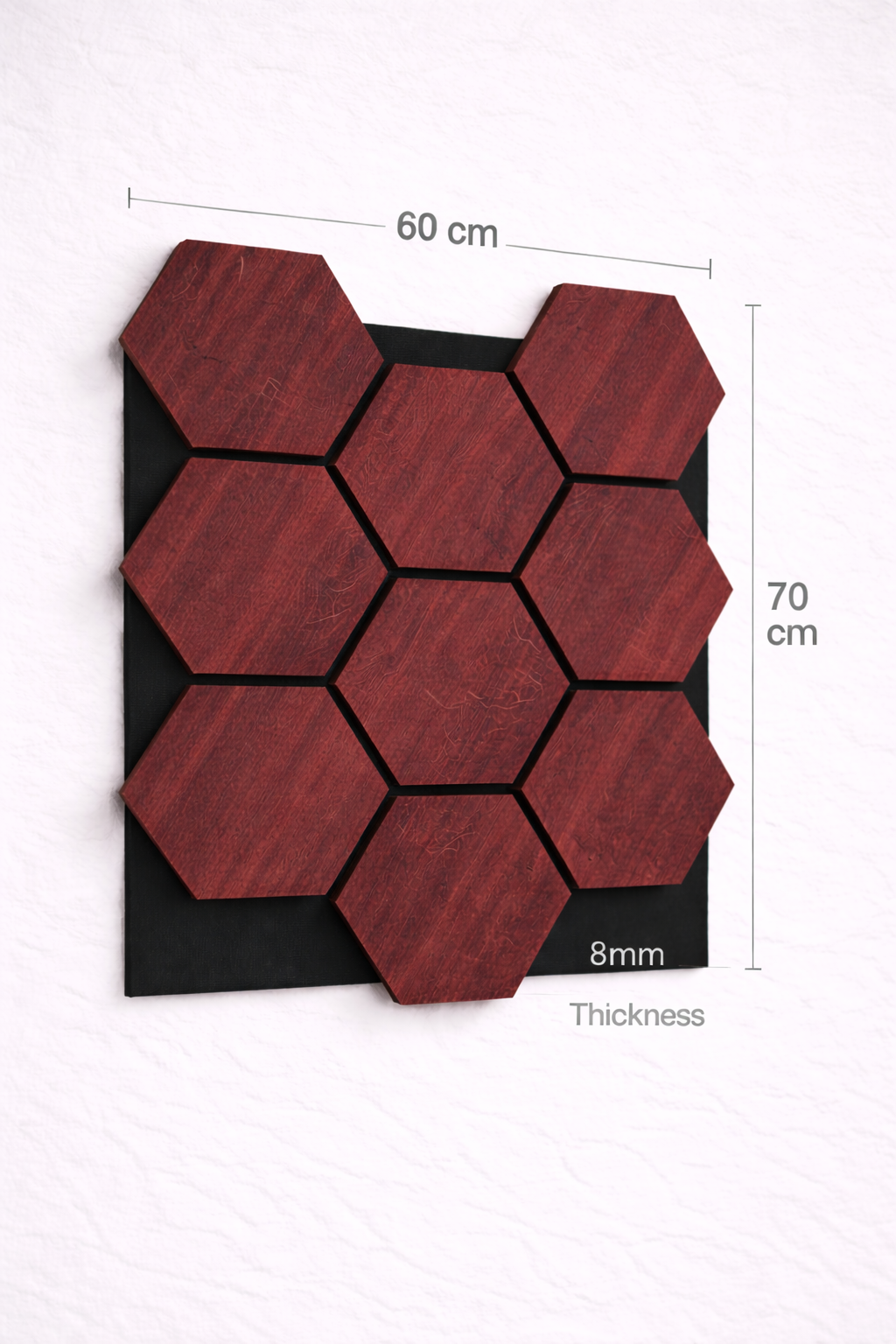 Hexagon Wall Panel  – 60 × 70 cm Burgundy | Interlocking Decorative Feature Panels