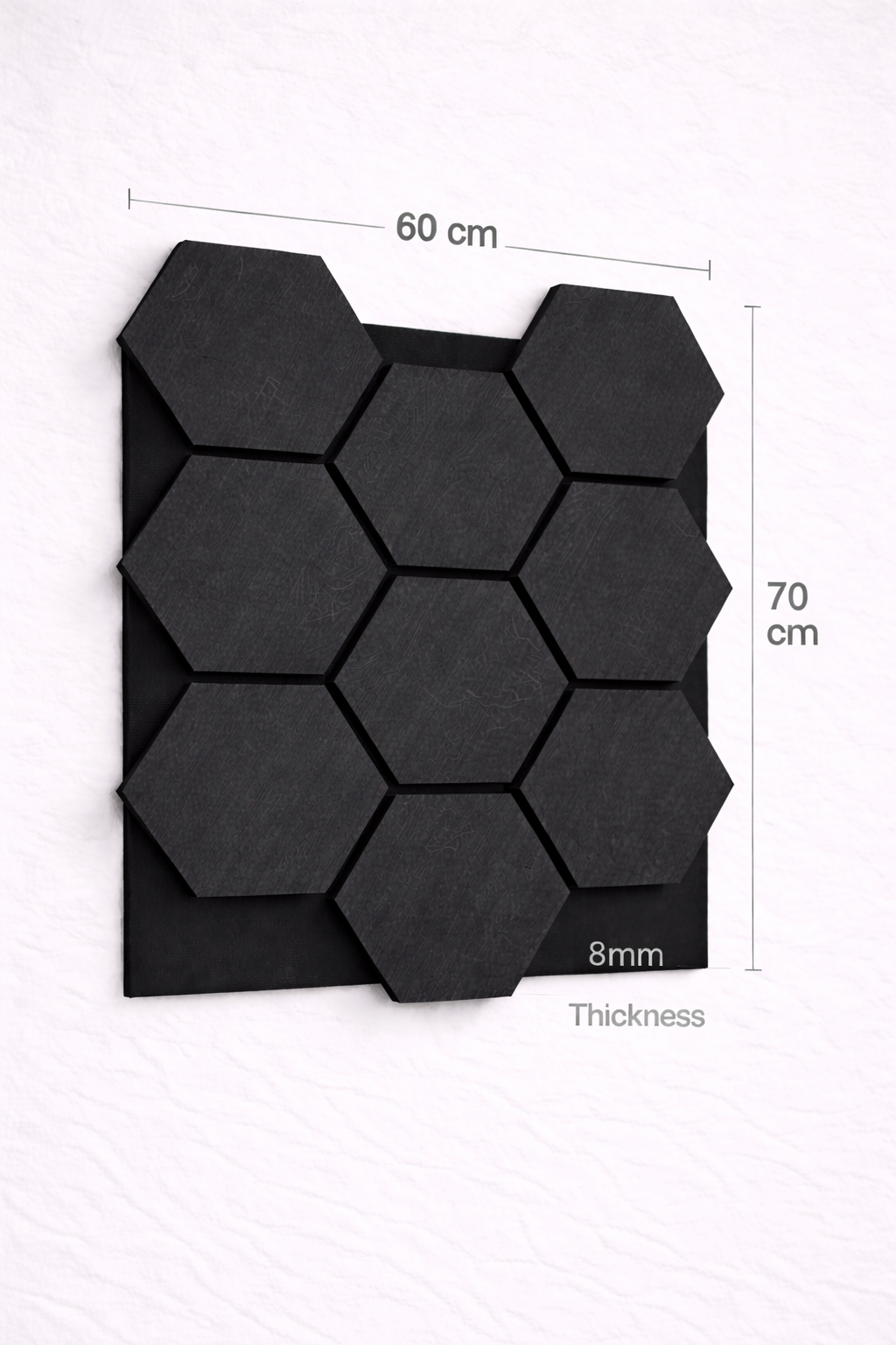 Hexagon Wall Panel – 60 × 70 cm Anthracite | Interlocking Decorative Feature Panels