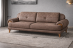 Warm Taupe Leather-Effect 3-Seater Sofa – Durable Synthetic Fabric, Modern Comfort