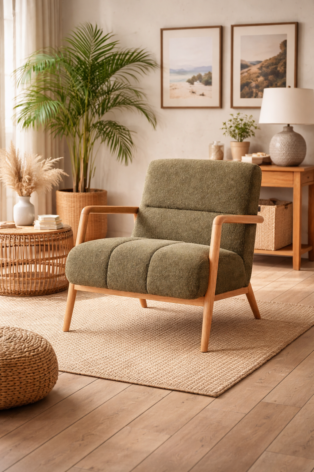 Rigel Plush Armchair – Modern Green Design, Soft Comfort