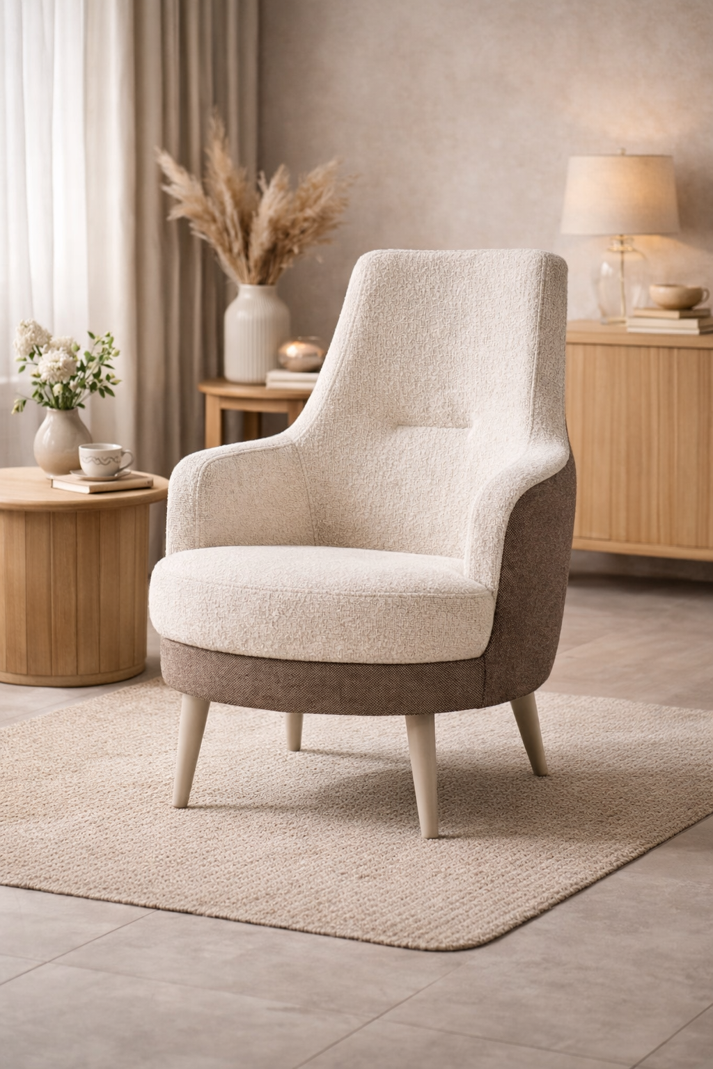 Nova Plush Accent Armchair – Soft Fabric, Modern Elegance