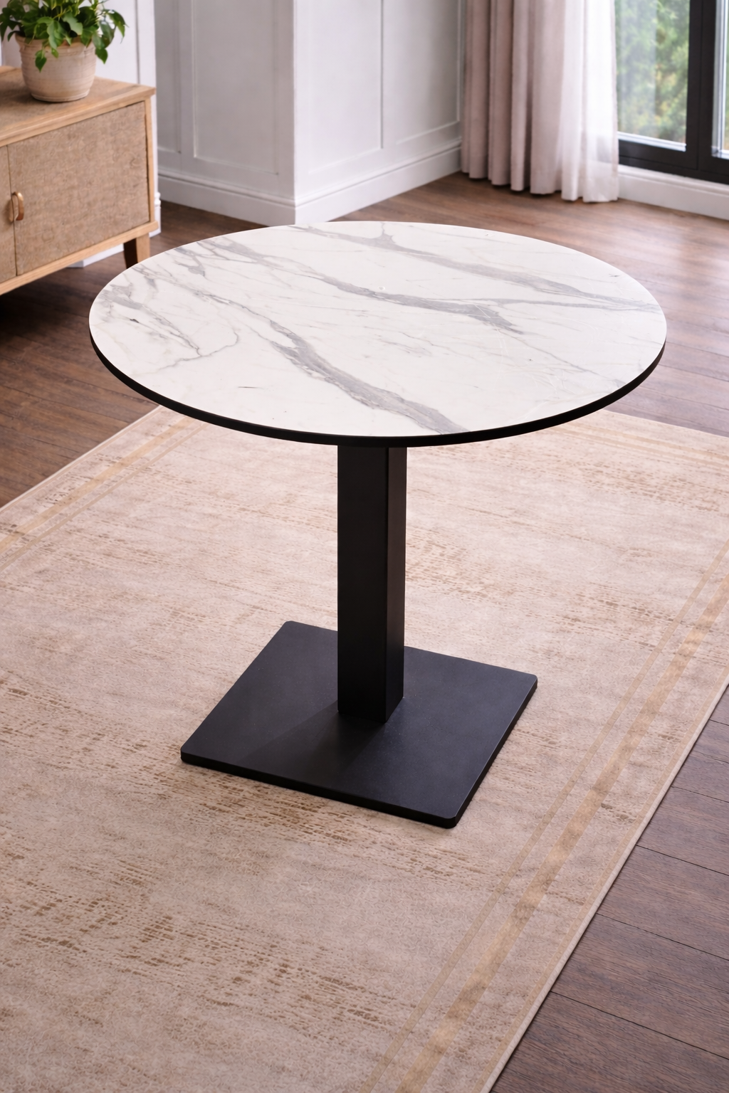 Luna White Marble Round Dining Table