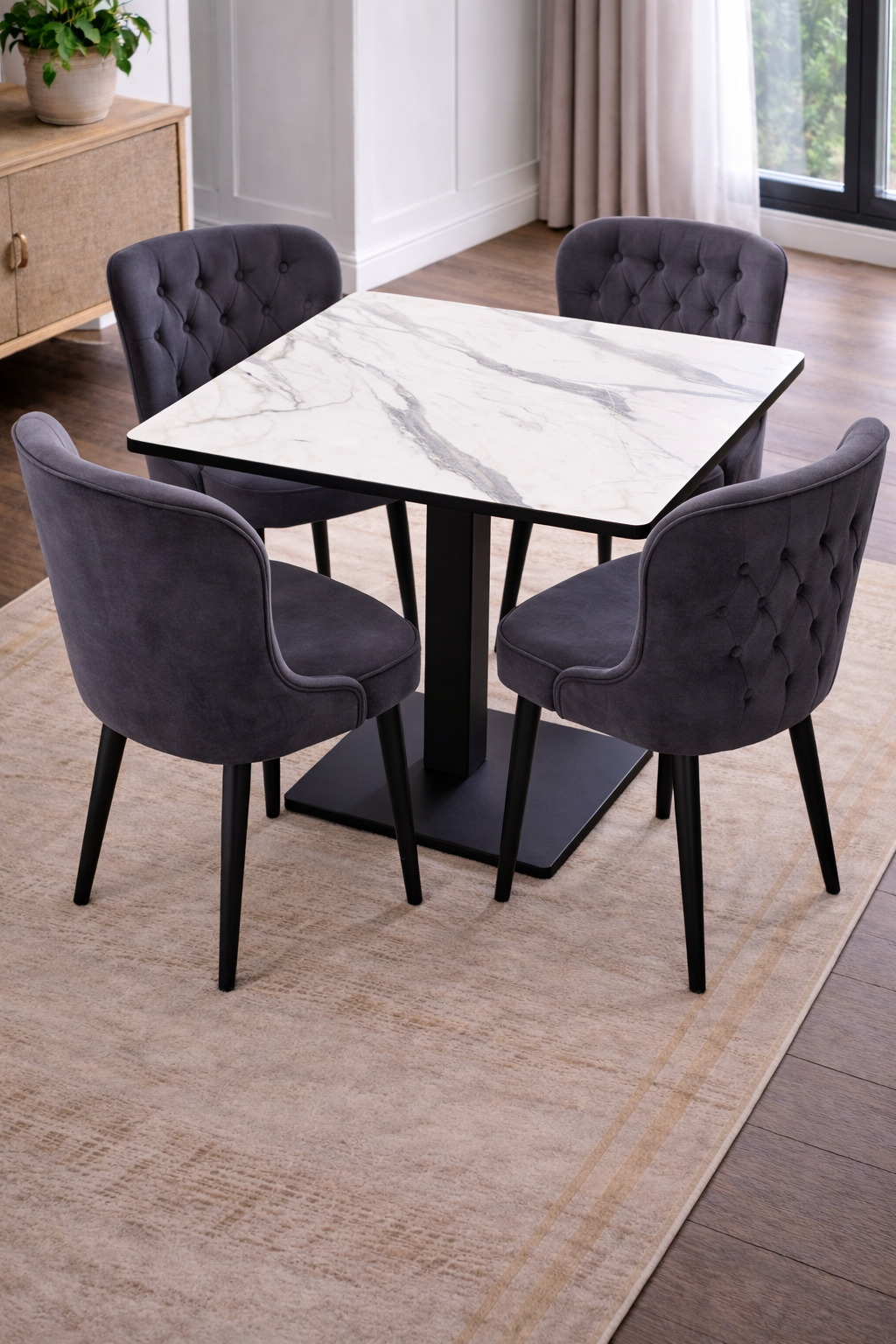 Luna Square Marble Dining Table