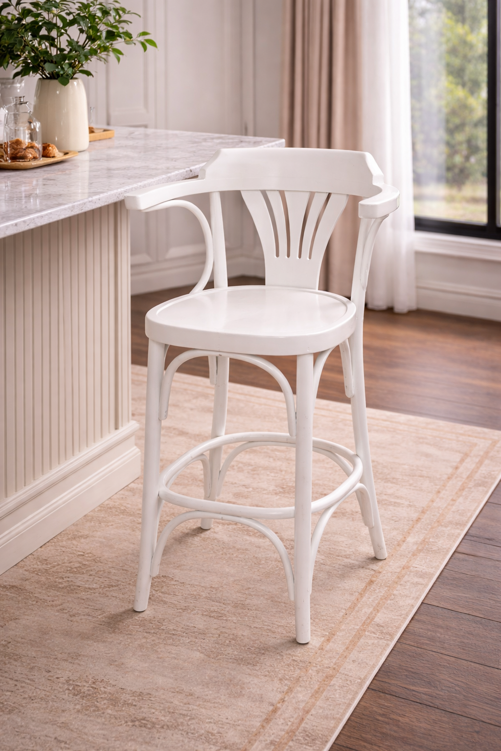 Aurora Bentwood Bar Chair – White