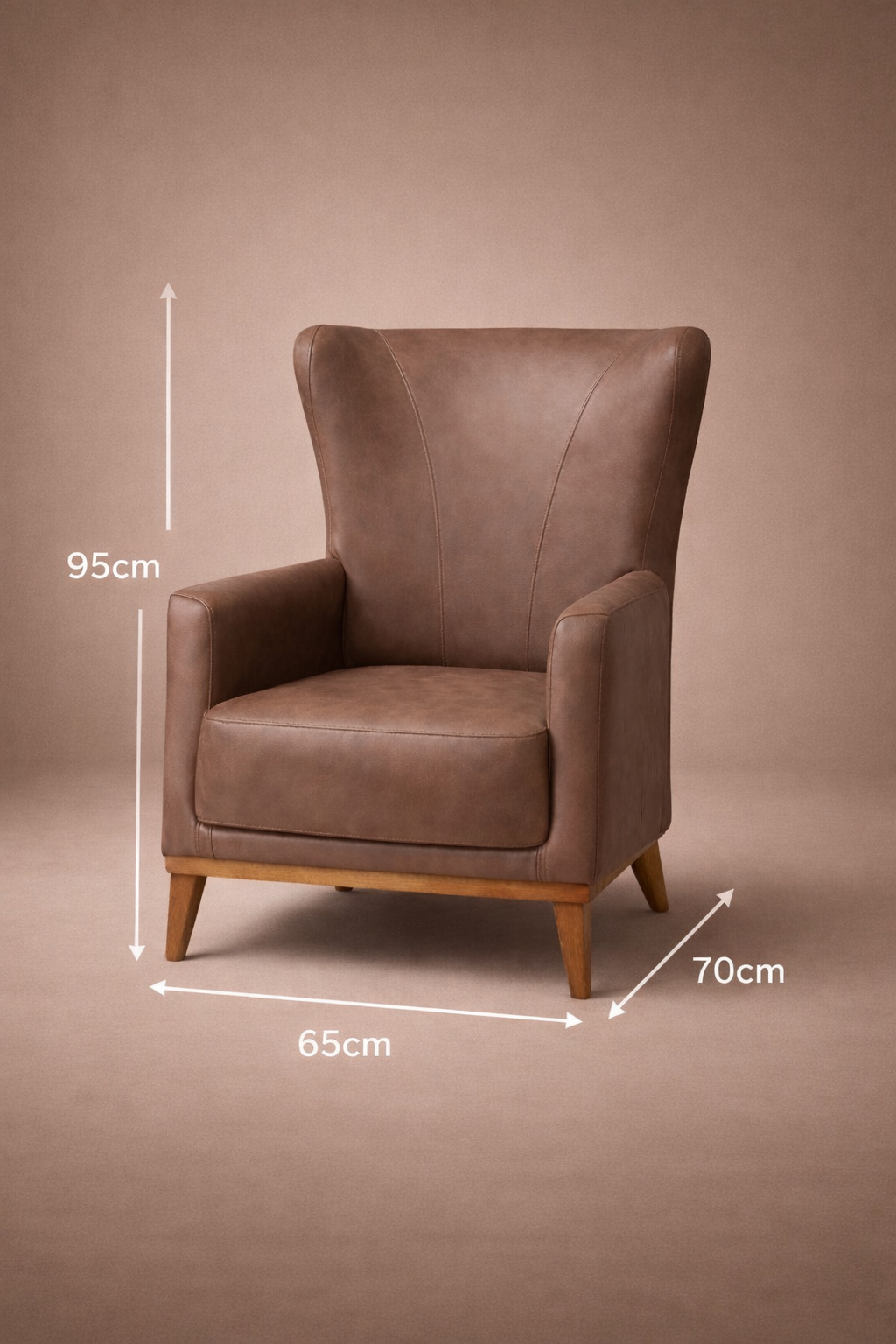 Haven Brown Wingback Armchair – Durable Fabric, Warm Touch.