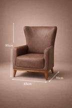 Haven Brown Wingback Armchair – Durable Fabric, Warm Touch.
