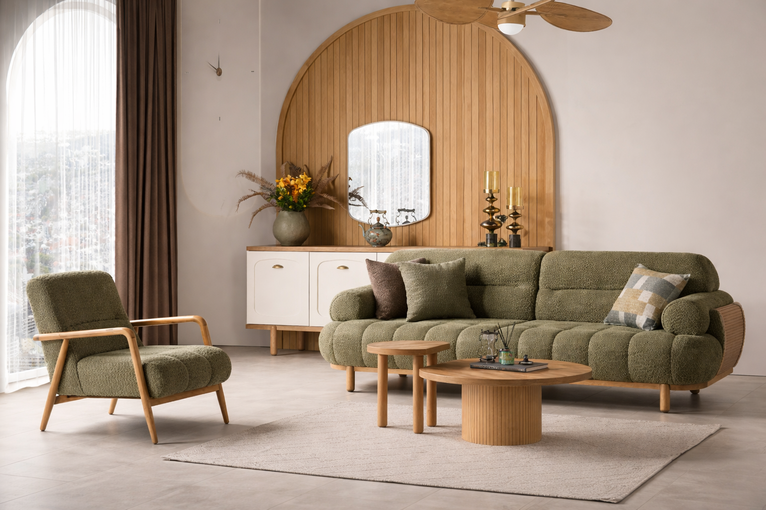 Rigel Plush Armchair – Modern Green Design, Soft Comfort