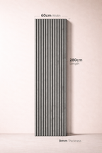 Concrete Grey Slatted Wall Panels – Pack of 3 | 280cm x 60cm | 9mm Laminated MDF
