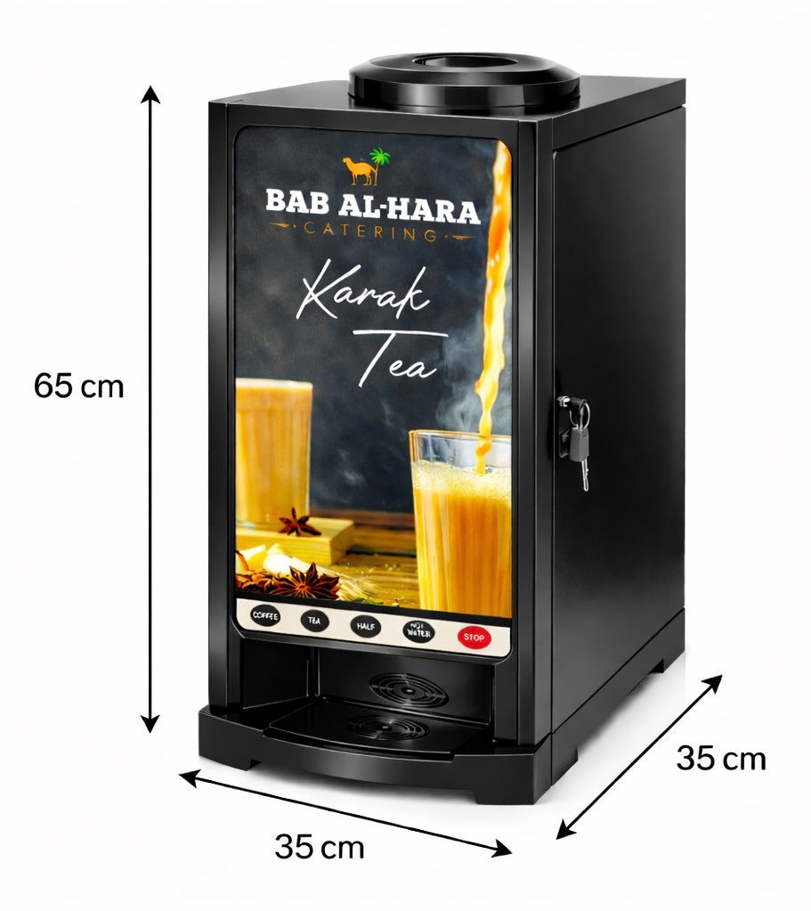 Dual Flavor Karak Tea & Coffee Pre-Mix Vending Machine | Compact 2-Canister Hot Beverage Dispenser