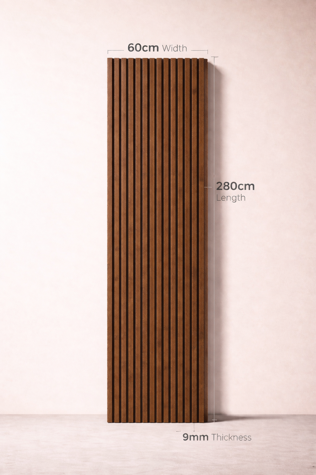 Dark Walnut Slatted Wall Panels – Pack of 3 | 280cm x 60cm | 9mm Laminated MDF