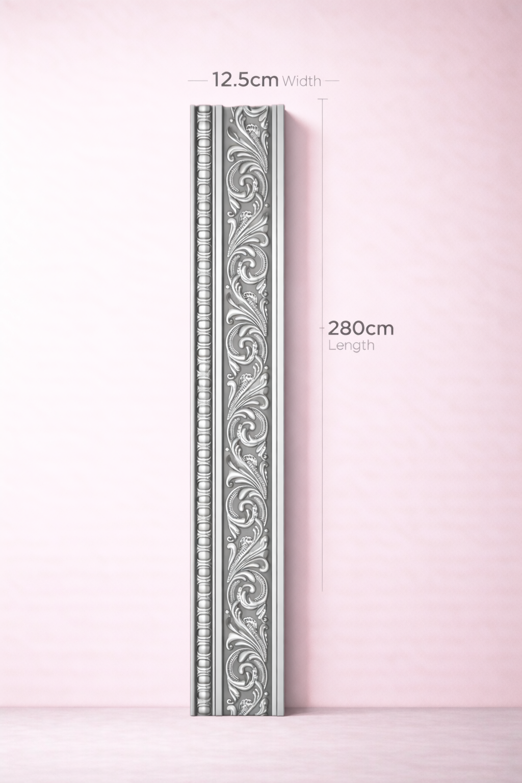 Luxury Silver Decorative Wall Moulding Panel – 280cm x 12.5cm Ornate Classic Trim
