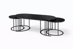 Luna Modern Nesting Coffee Table Set – Oval Glass Top, Metal Frame (120 cm)