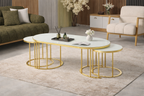 Luna Modern Nesting Coffee Table Set – Oval Glass Top, Metal Frame (120 cm)