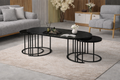 Luna Modern Nesting Coffee Table Set – Oval Glass Top, Metal Frame (120 cm)