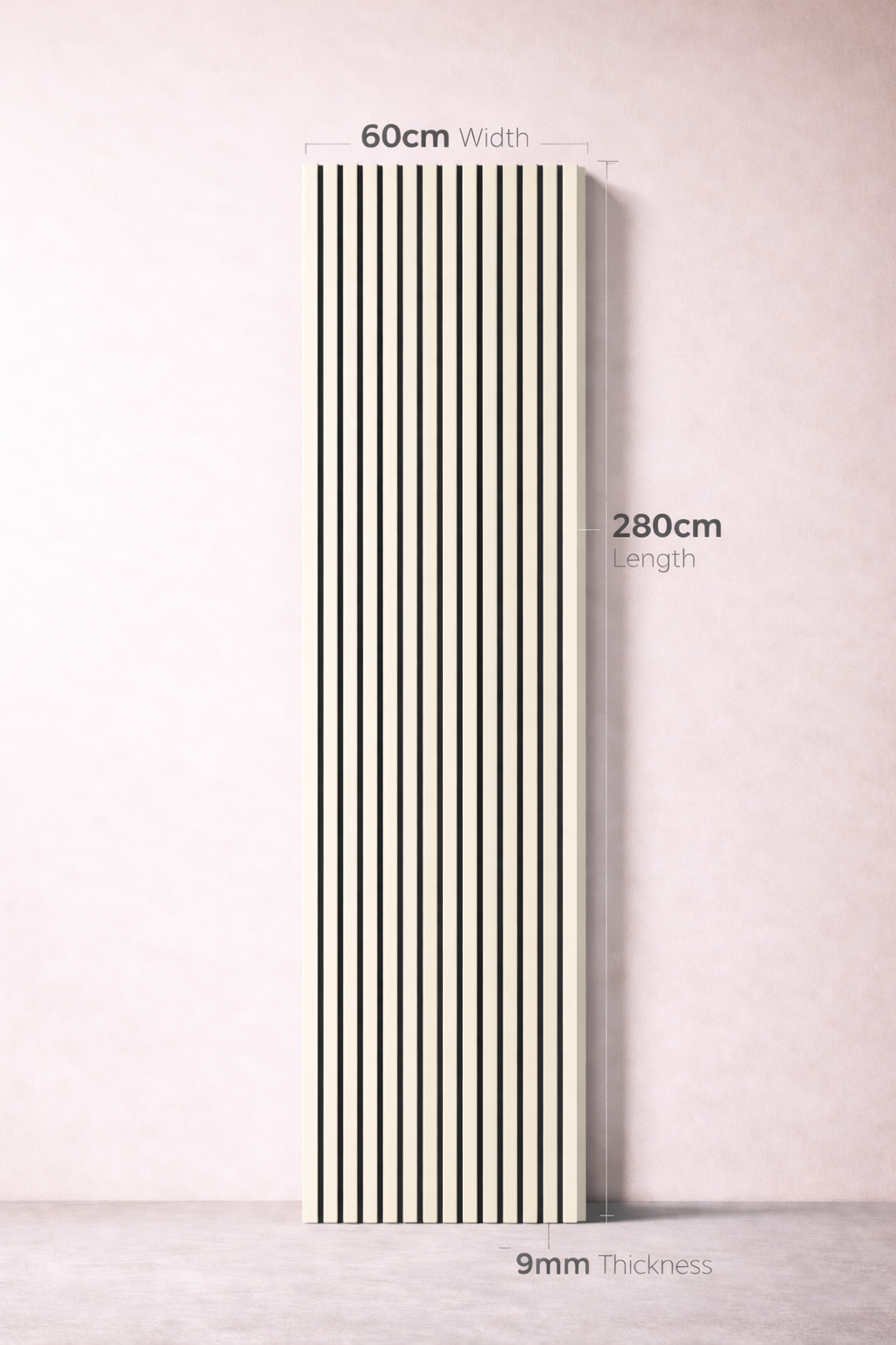 Ivory White Slatted Wall Panels – Pack of 3 | 280cm x 60cm | 9mm Laminated MDF