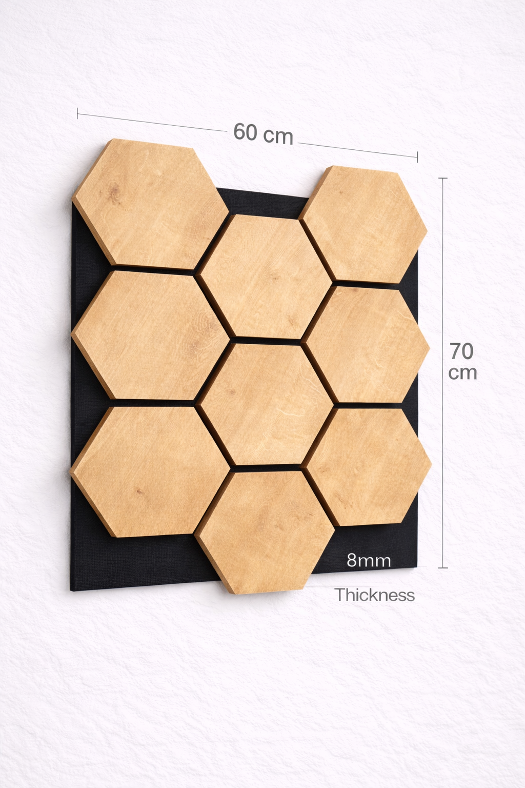 Hexagon Wall Panel – 60 × 70 cm Natural Oak | Interlocking Decorative Feature Panels