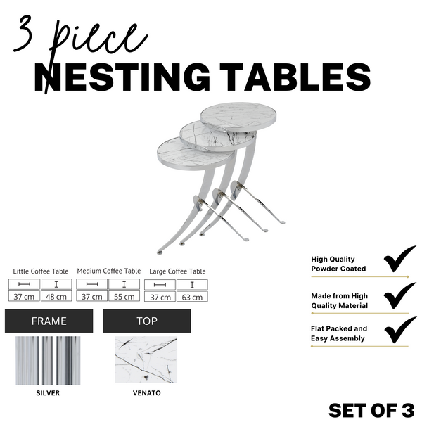 Venato 3 Piece Nesting Table