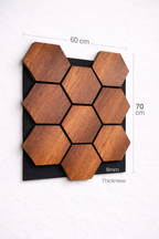Hexagon Wall Panel – 60 × 70 cm Walnut | Interlocking Decorative Feature Panels