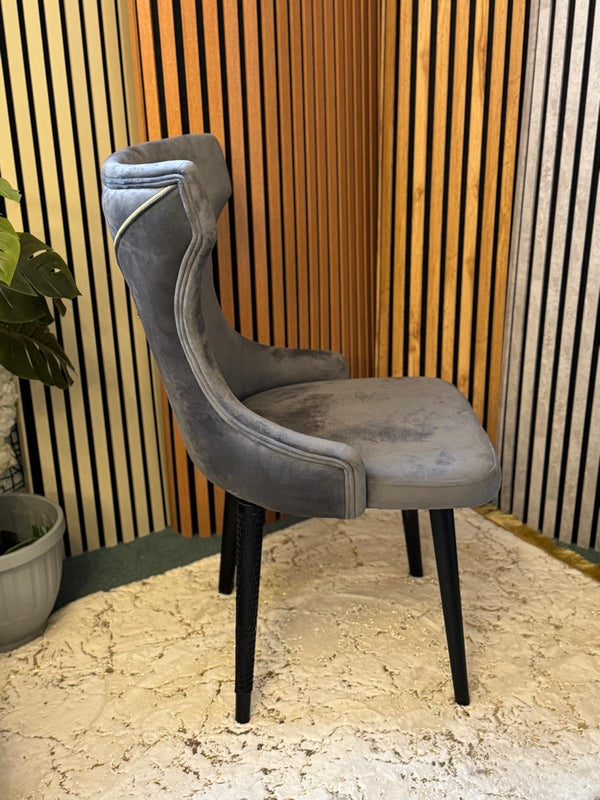 grey velvet dining chairs