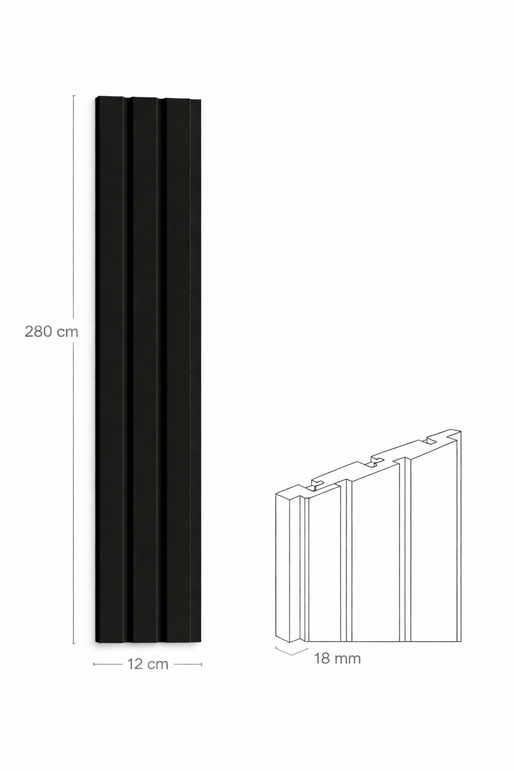 Fluted Wall Panel - Midnight Black