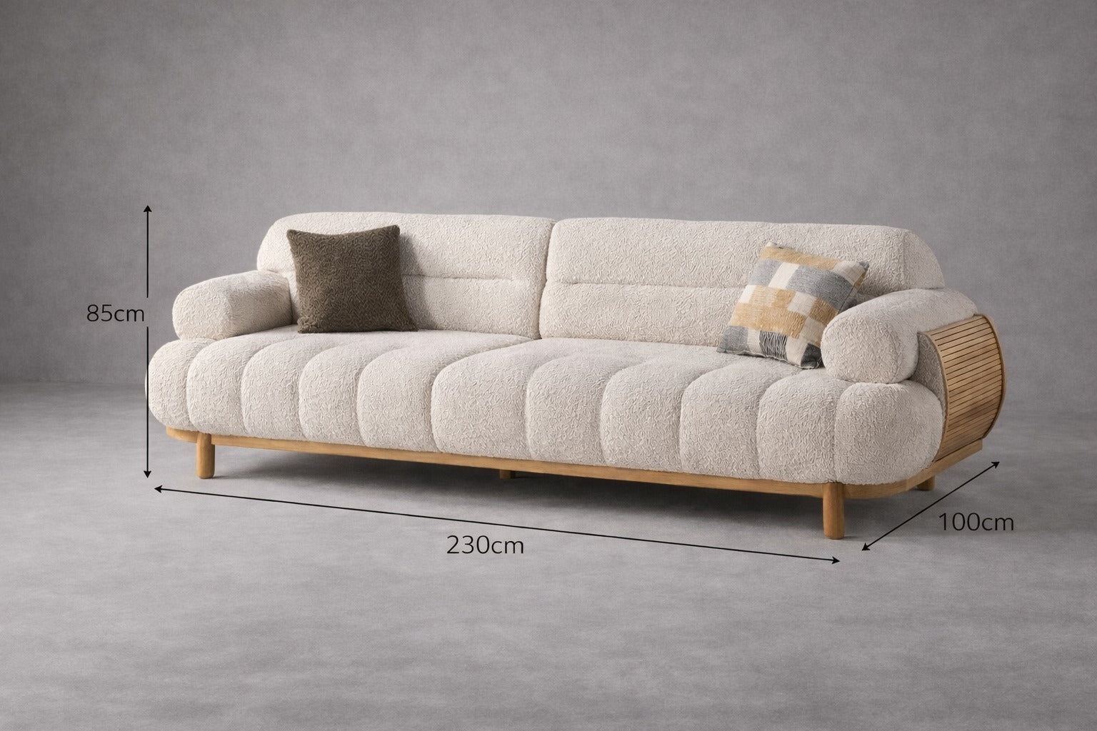 Rigel Boucle Sofa – White Plush Comfort