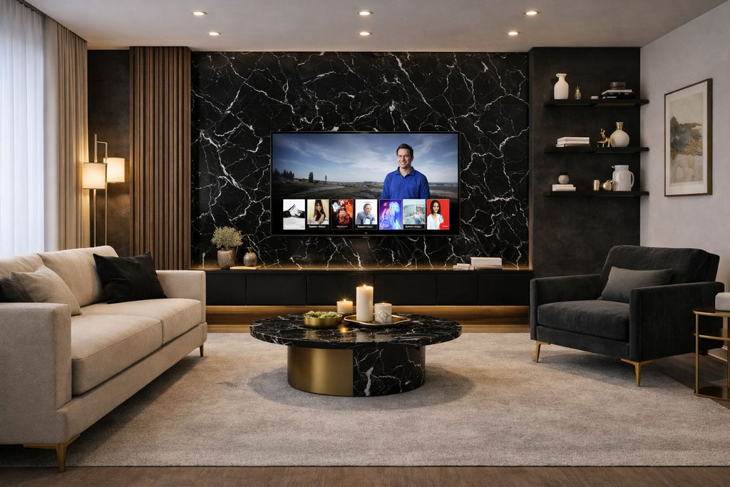 Luxury PVC Marble Wall Panel – Black Marble Effect