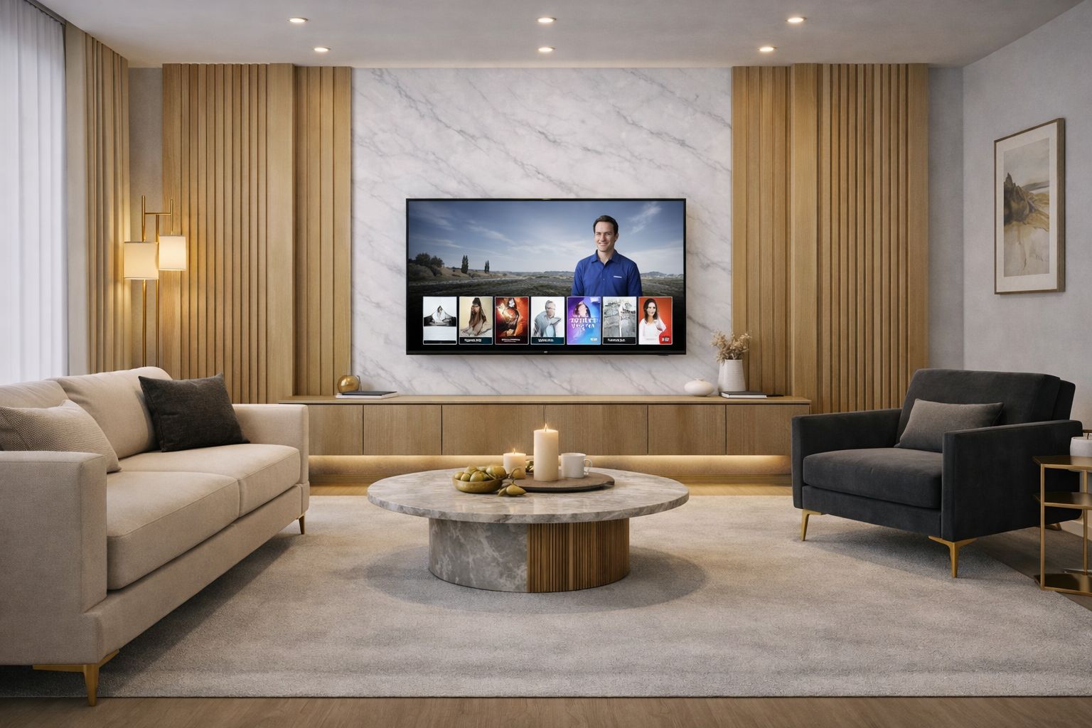 Luxury PVC Marble Wall Panel – White Carrara Effect