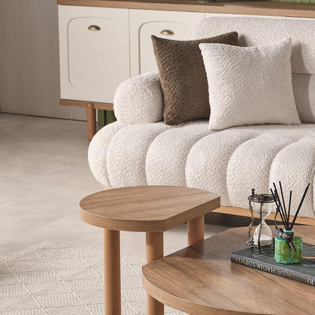Rigel Boucle Sofa – White Plush Comfort