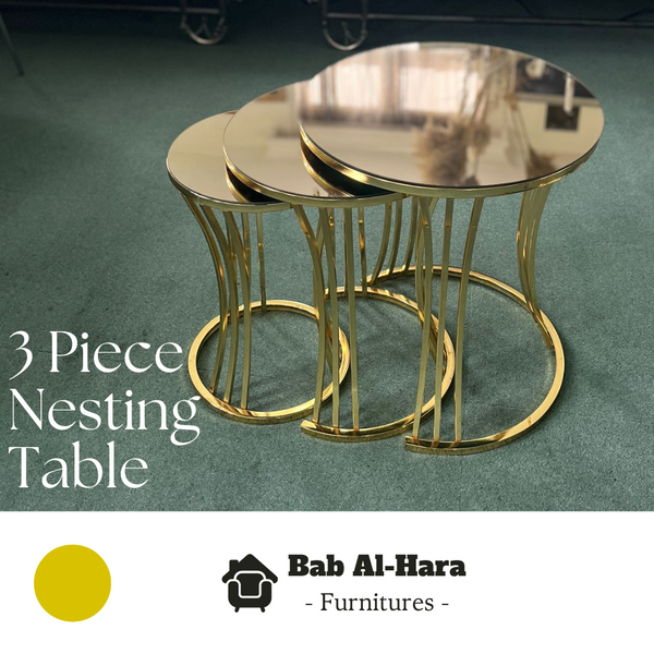 3 piece Gold Frame Nesting Table